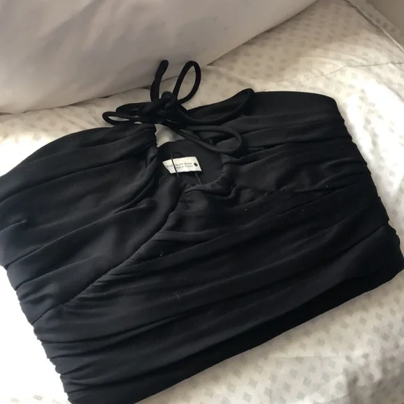 NWT Zara Draped Ruched Halter Crop Top - Picture 8 of 13